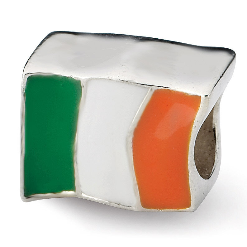 Ireland Flag Bead - Sterling Silver QRS1953