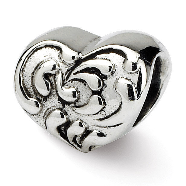 Scroll Heart Bead - Sterling Silver QRS197