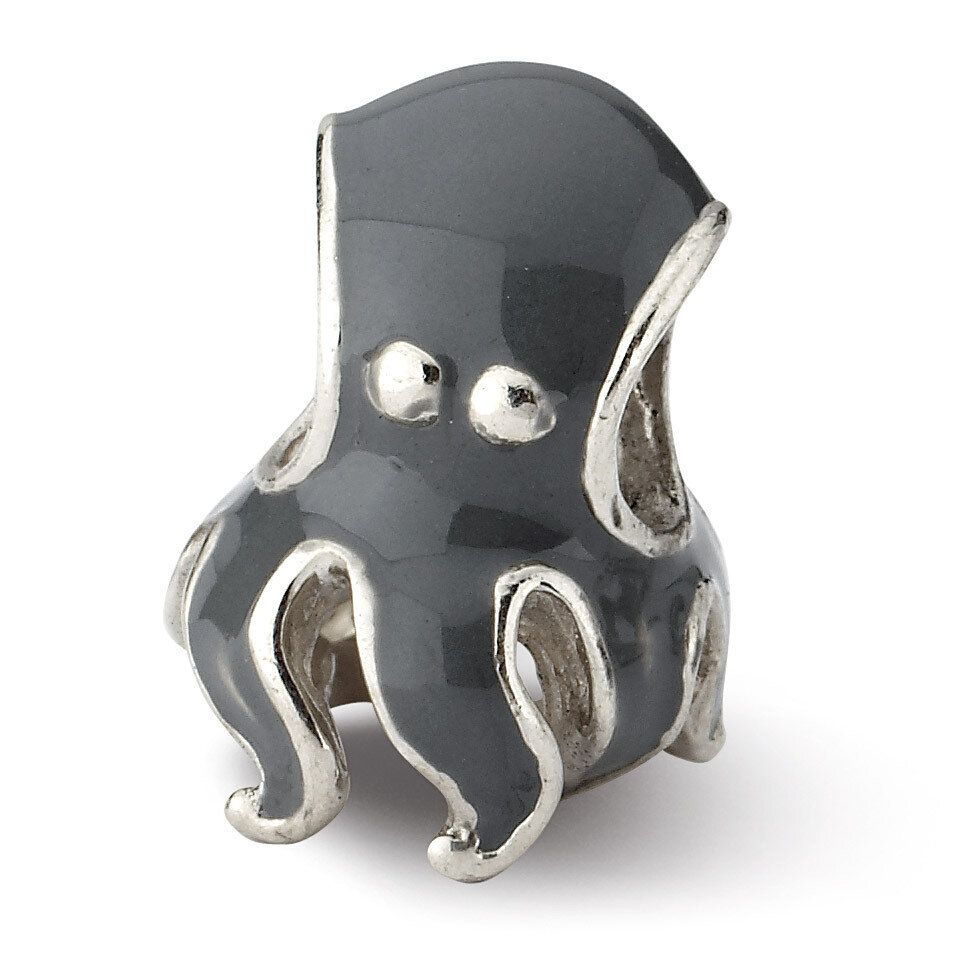 Enameled Octopus Bead - Sterling Silver QRS1972