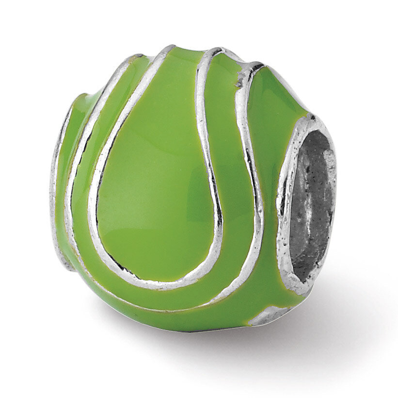 Enameled Tennis Ball Bead - Sterling Silver QRS1974