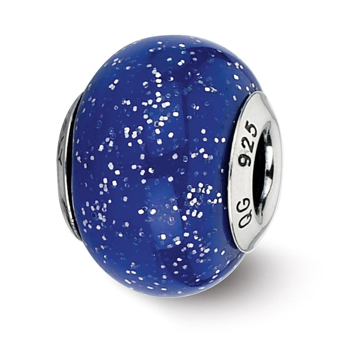 Dark Blue with Silver Glitter Murano Bead - Sterling Silver QRS2112, MPN: QRS2112, 883957512037