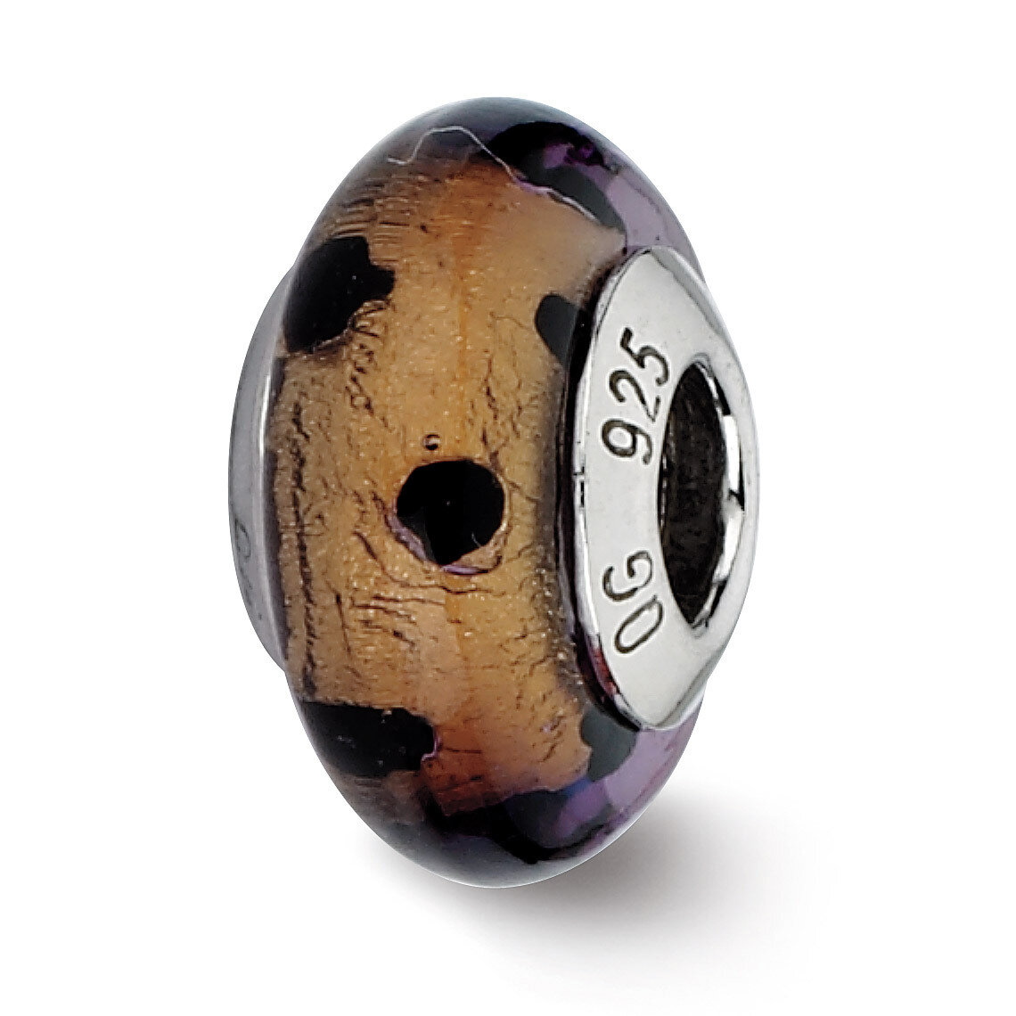 Brown with Black Dots Murano Bead - Sterling Silver QRS2218, MPN: QRS2218, 883957513096