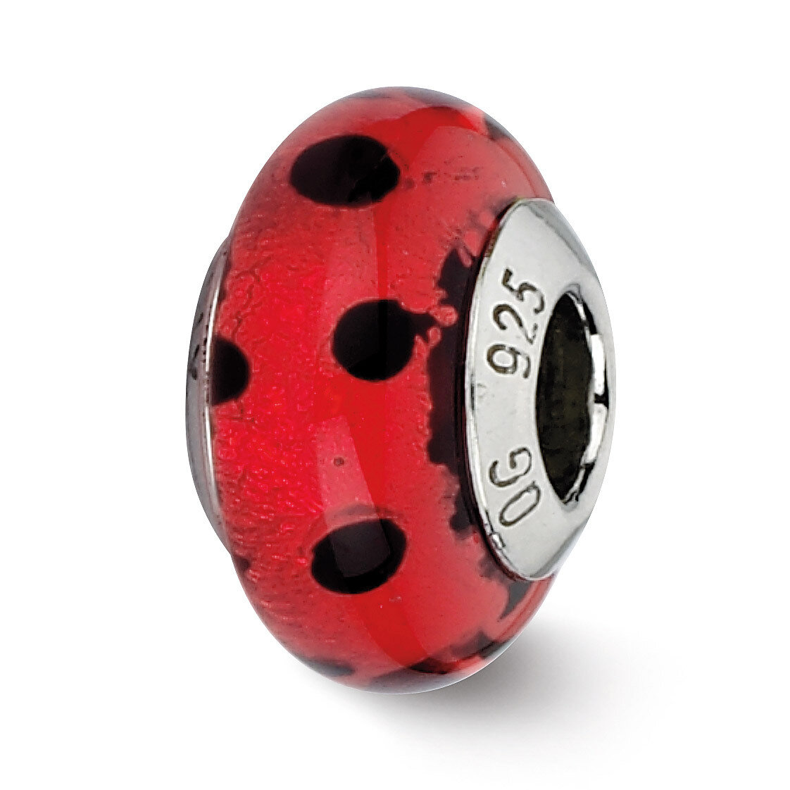 Red with Black Dots Murano Bead - Sterling Silver QRS2219, MPN: QRS2219, 883957513102
