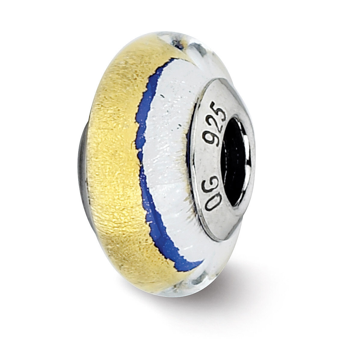 Blue Gold Silver Murano Bead - Sterling Silver QRS2227, MPN: QRS2227, 883957513188