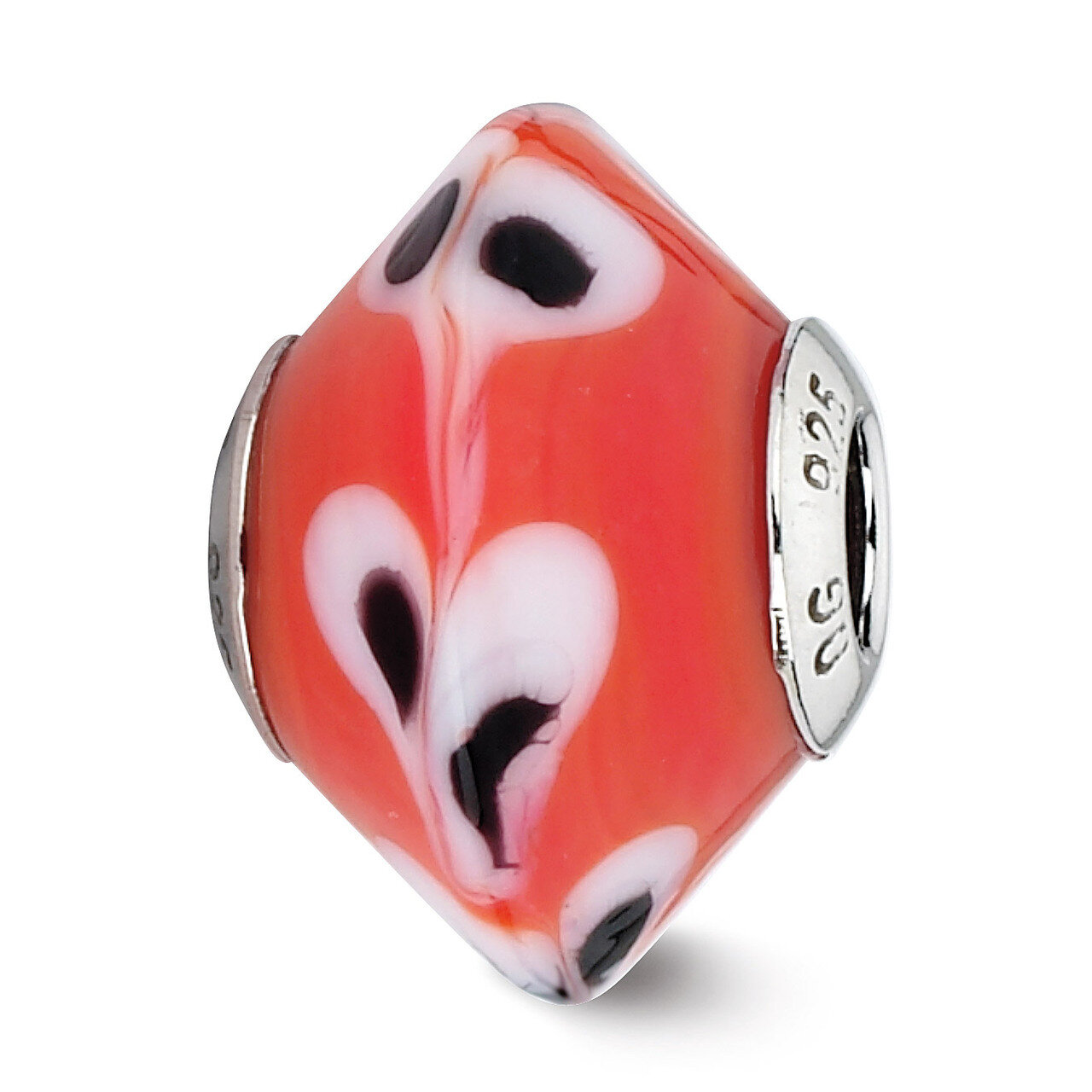 Red with Dots Murano Glass Bead - Sterling Silver QRS2245, MPN: QRS2245, 883957513362