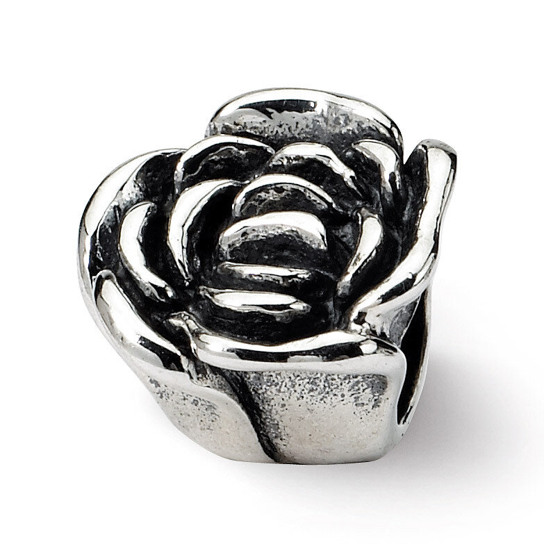Rose Floral Bead - Sterling Silver QRS229