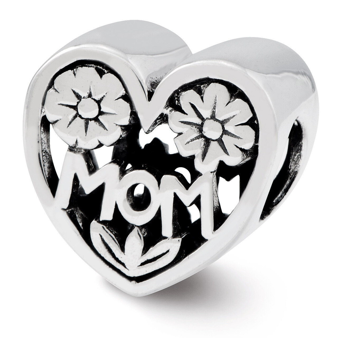 Mom Heart Bead - Sterling Silver QRS2450