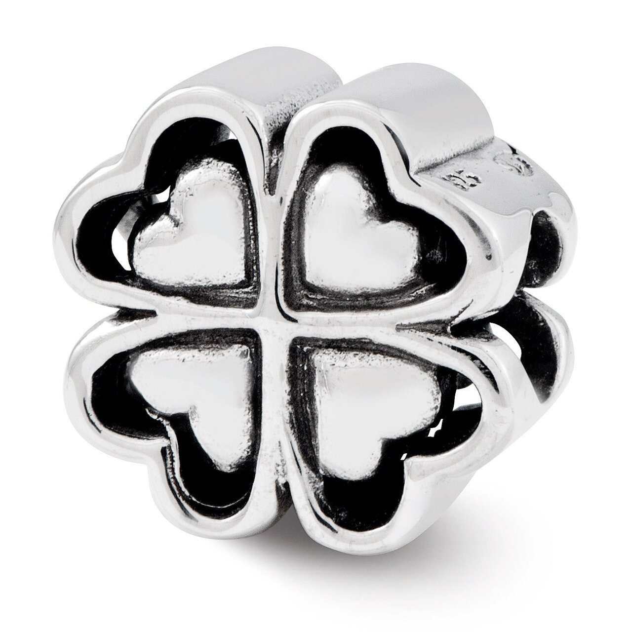 Four Leaf Heart Clover Bead - Sterling Silver QRS2457, MPN: QRS2457, 886774991658