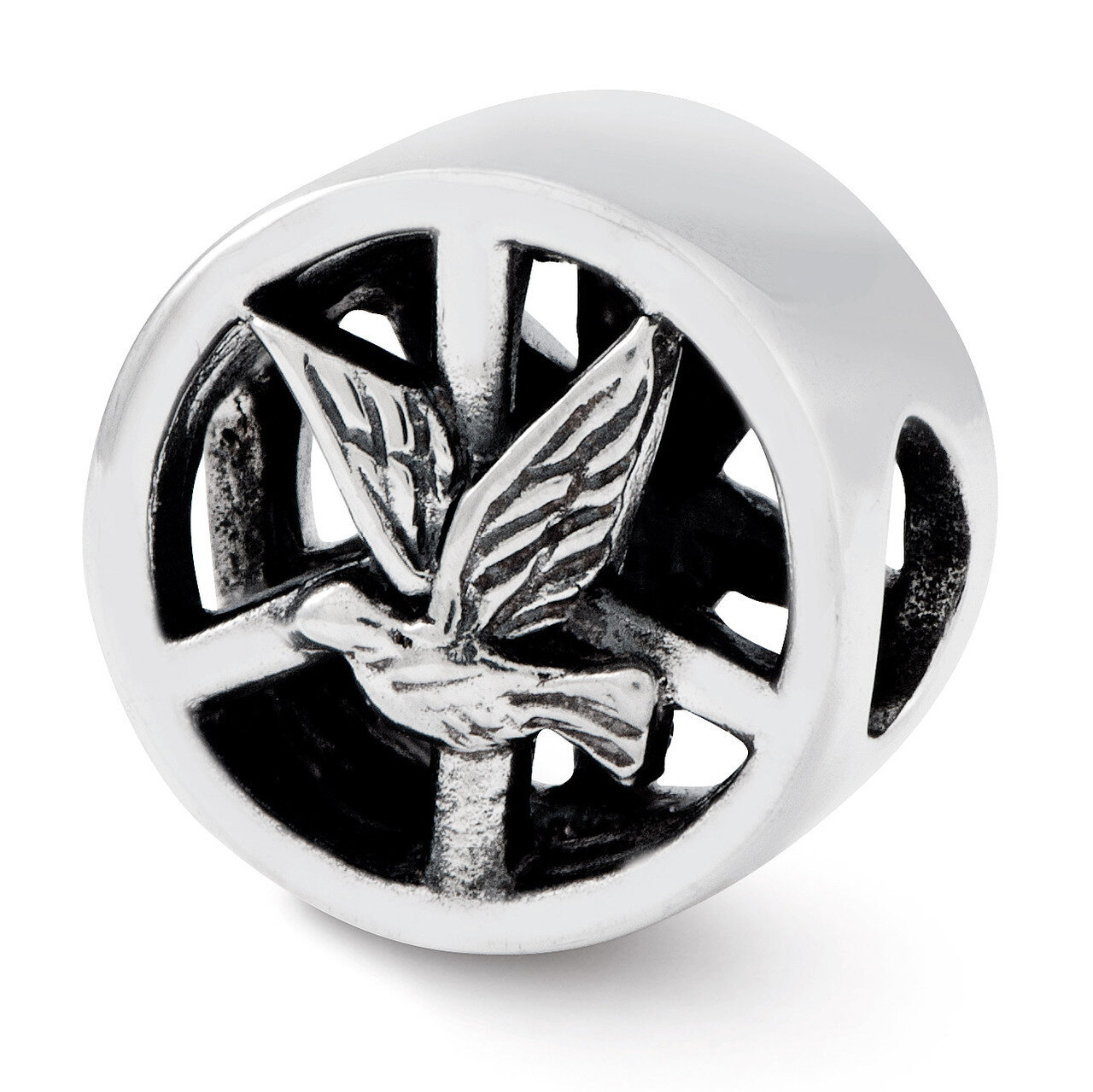 Dove &amp; Peace Sign Bead - Sterling Silver QRS2458, MPN: QRS2458, 886774991696