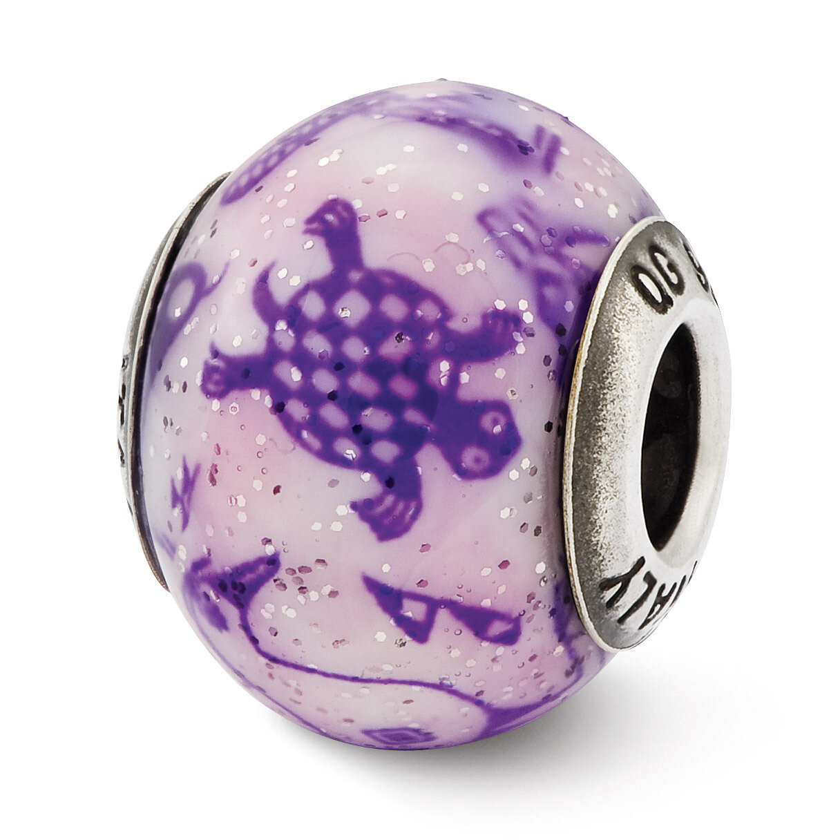 Decorative Purple Glass Bead - Sterling Silver QRS2521