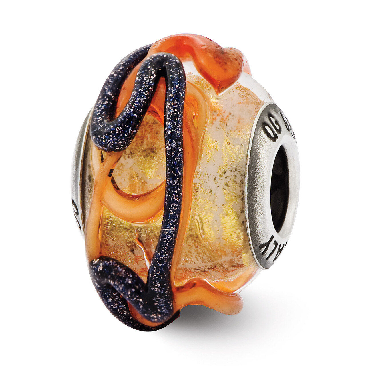 Yellow with Blue &amp; Orange Textured Lines G - Sterling Silver QRS2599, MPN: QRS2599, 883957578156