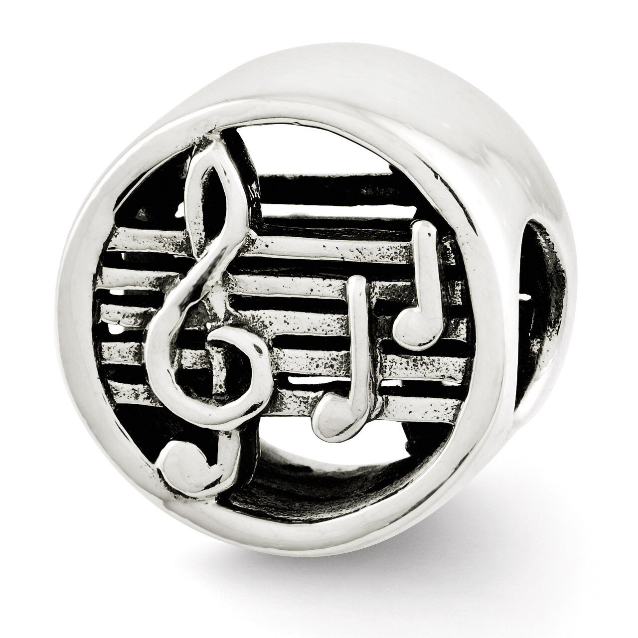 Music Notes & Staff Bead - Sterling Silver QRS2649