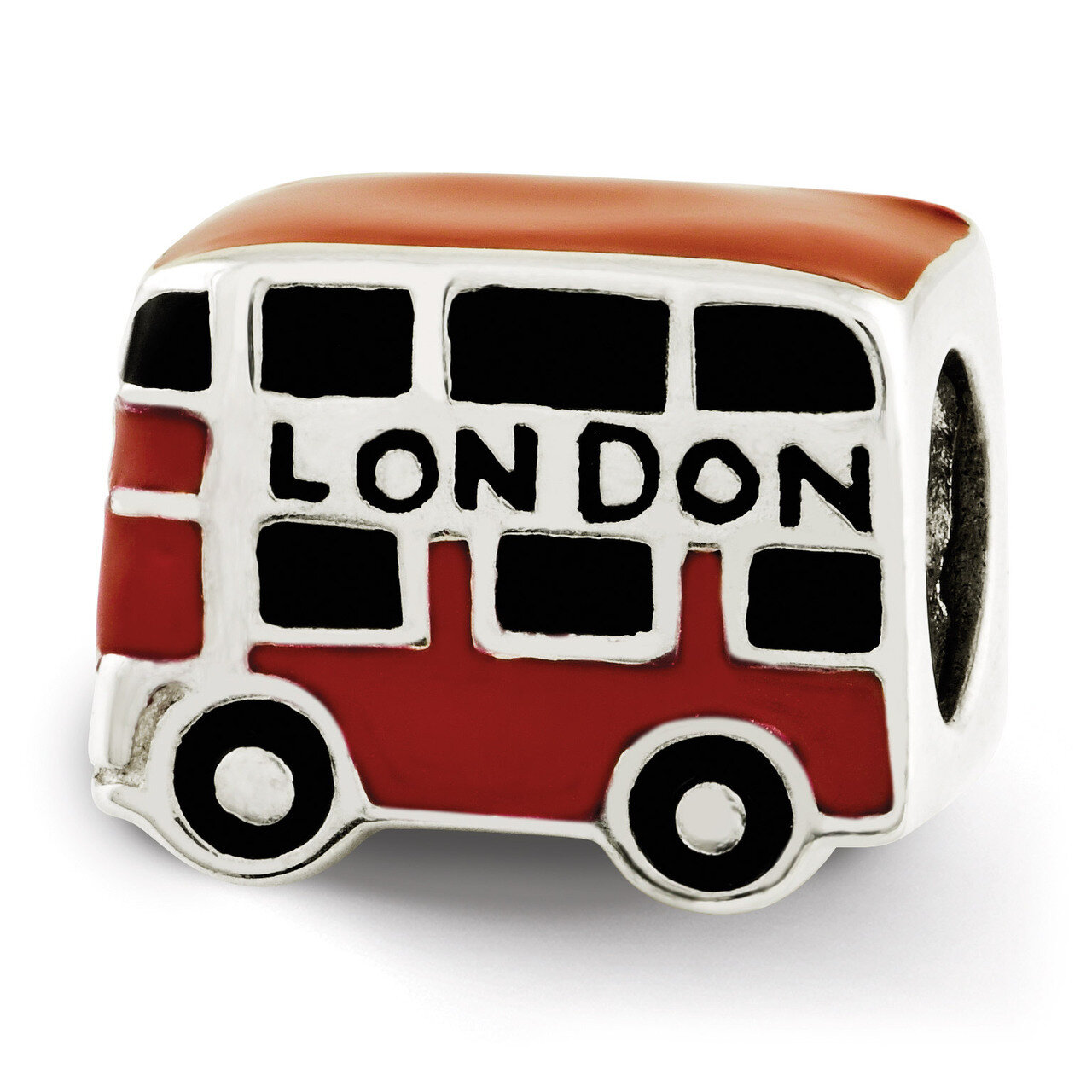 Enamel London Double Decker Bus Bead - Sterling Silver QRS2657, MPN: QRS2657, 883957522821