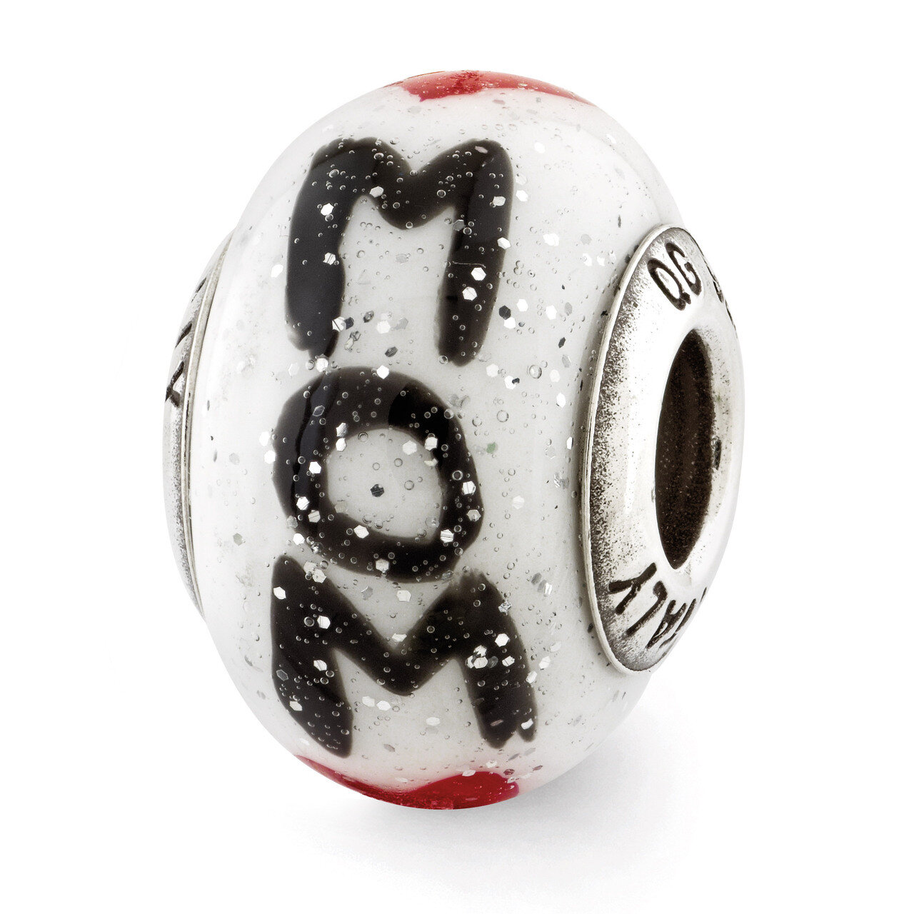 Mom with Hearts Glass Bead - Sterling Silver QRS2692, MPN: QRS2692, 886774991450