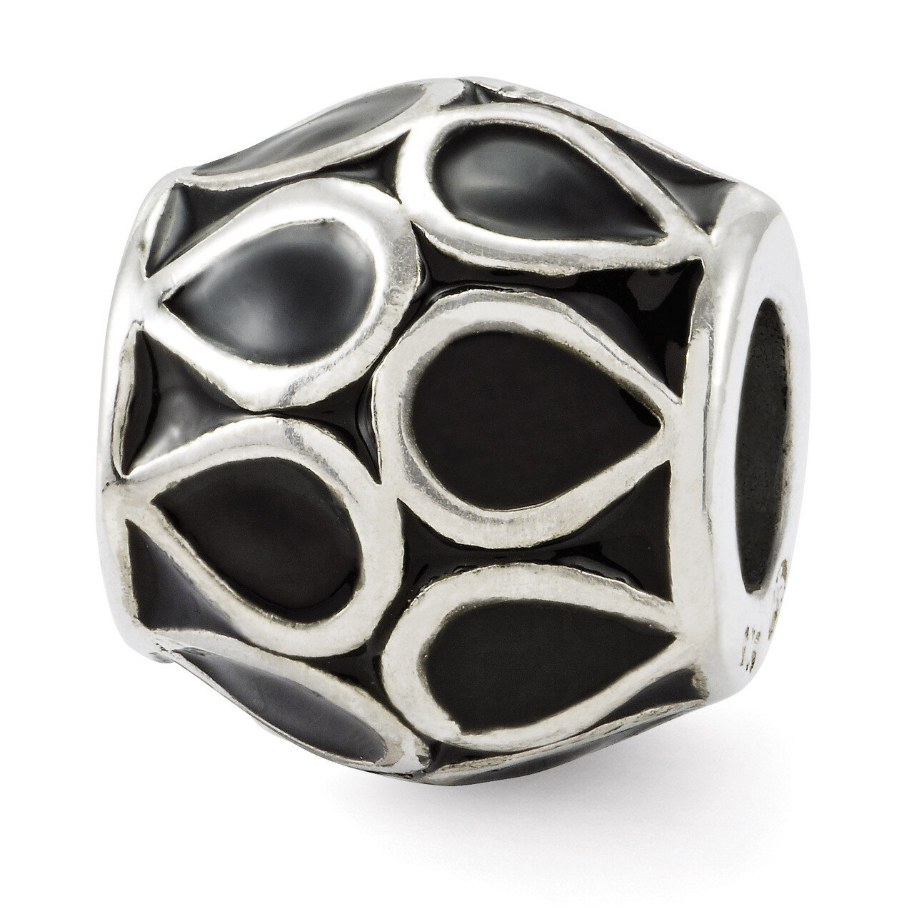 Black Enamel Bali Bead - Sterling Silver QRS2694, MPN: QRS2694, 886774991030