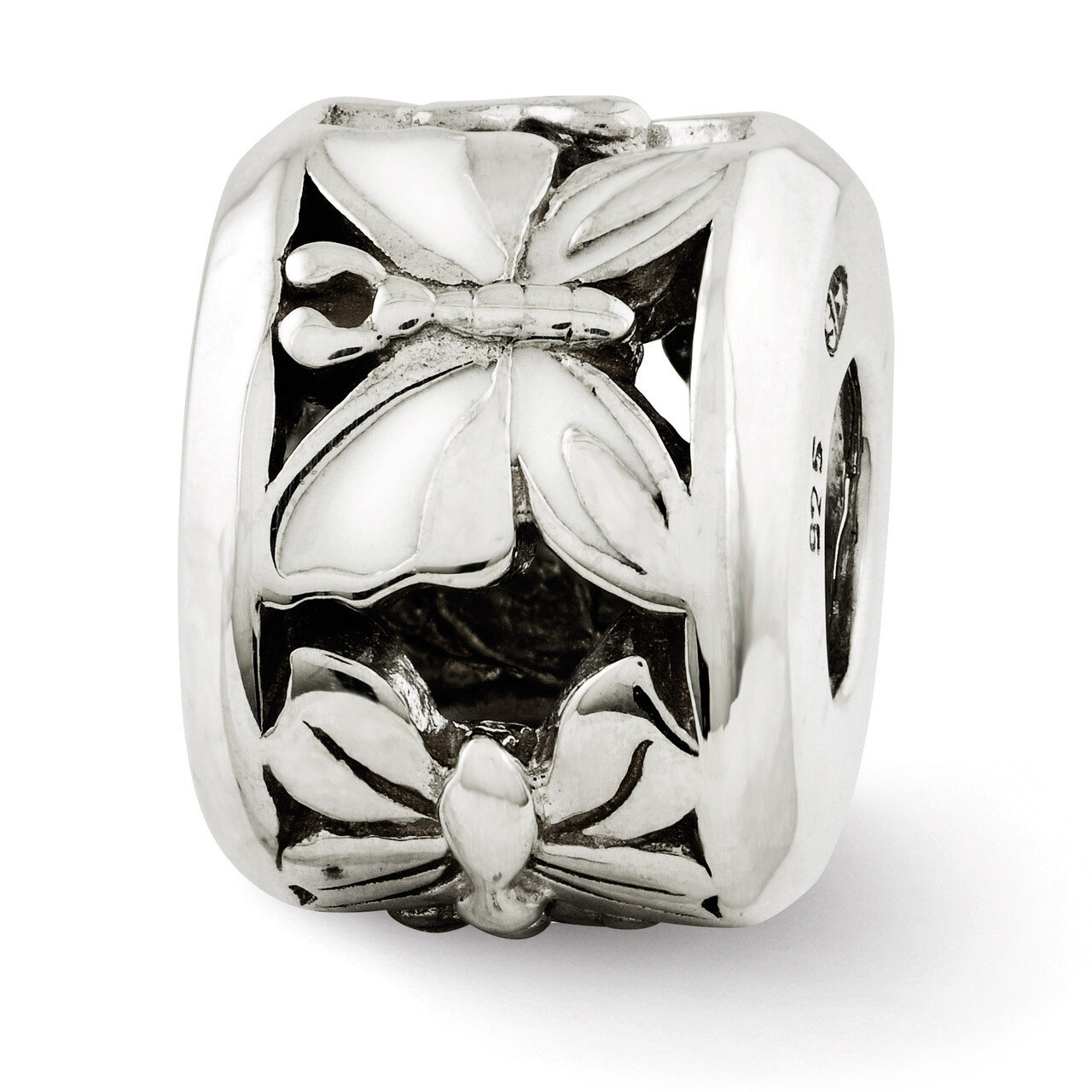 White Enameled Butterfly Bead - Sterling Silver QRS2718, MPN: QRS2718, 883957522838
