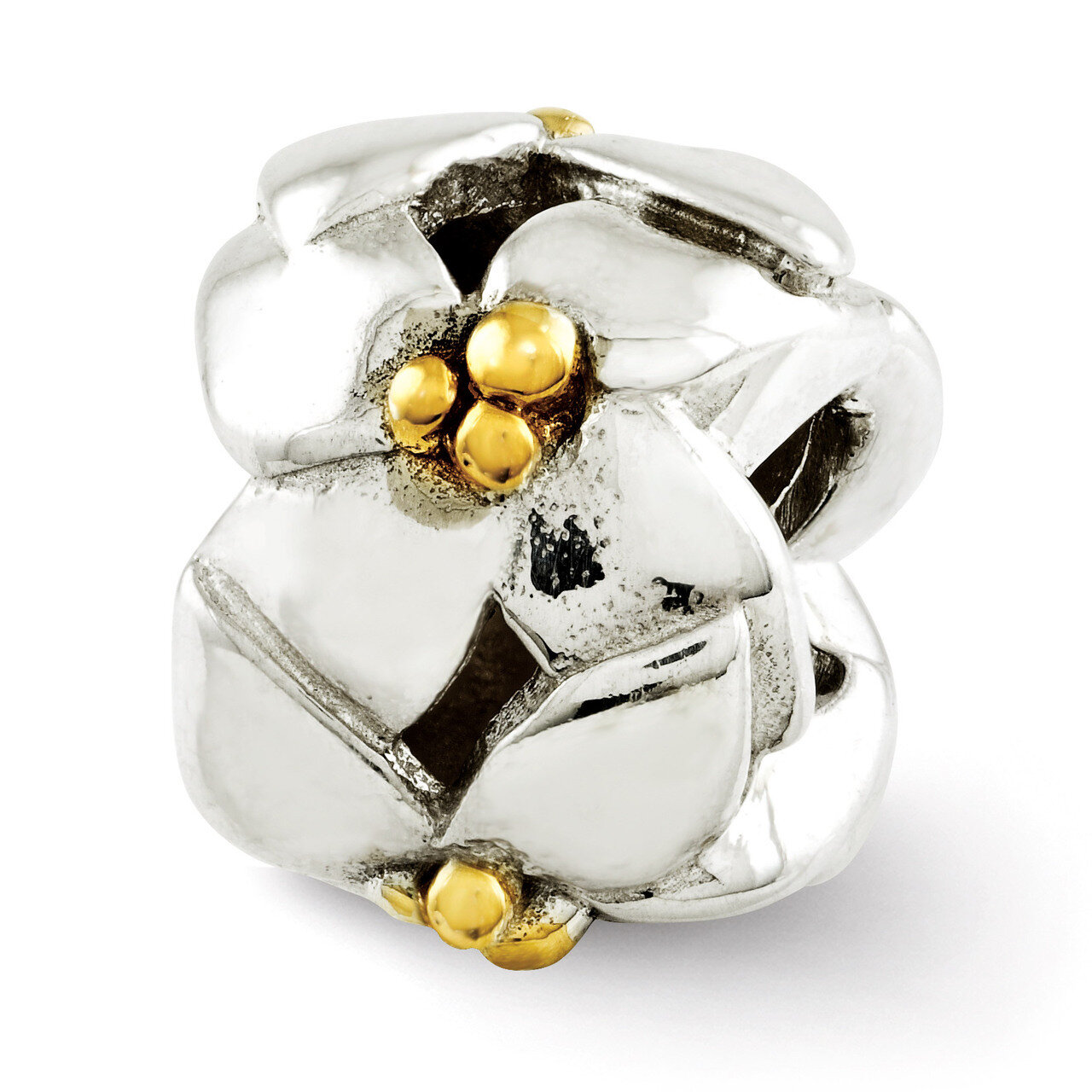 Gold-plated &amp; Polished Flowers Bead - Sterling Silver QRS2744, MPN: QRS2744, 886774991160