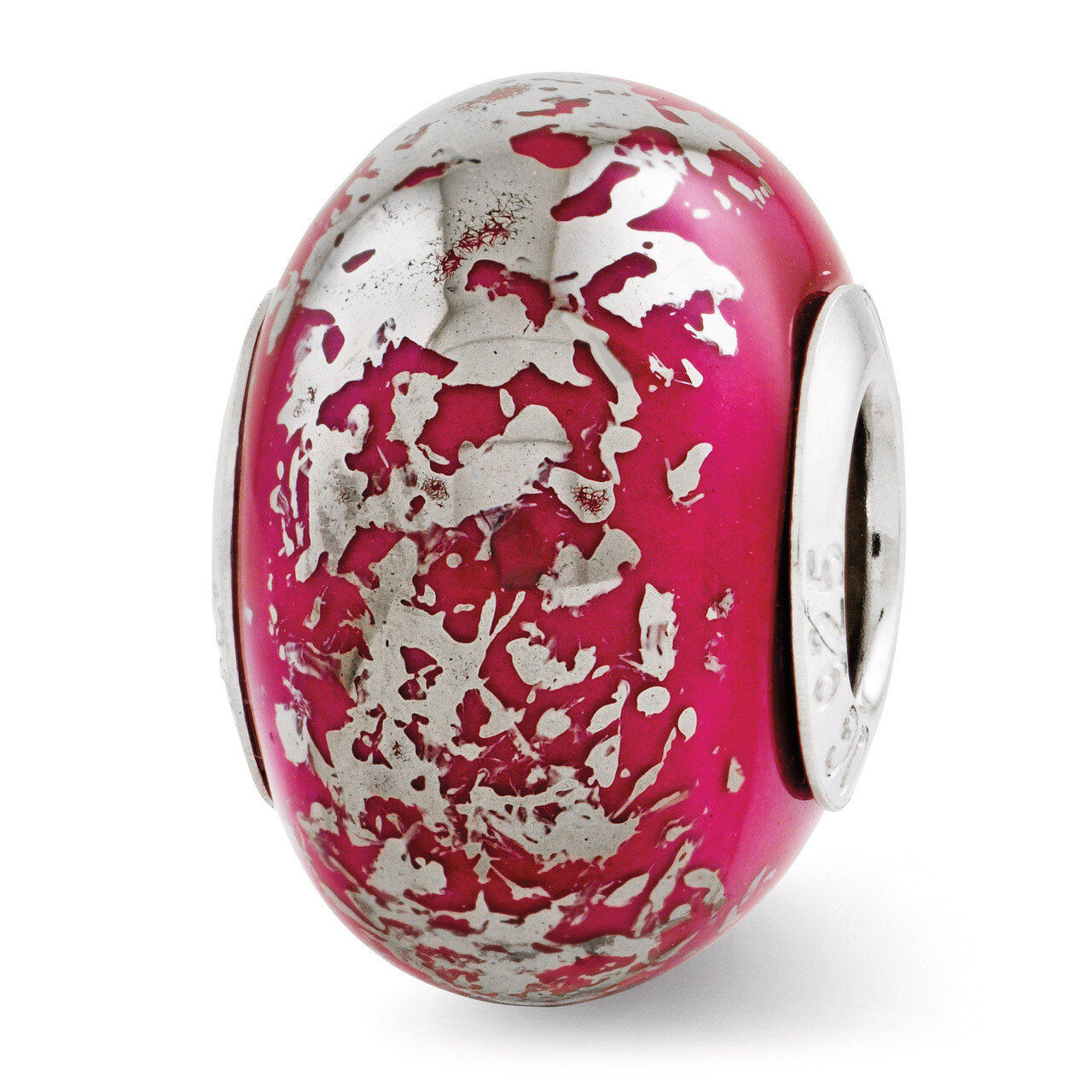 Dark Pink with Platinum Foil Ceramic Bead - Sterling Silver QRS2769, MPN: QRS2769, 886774992839