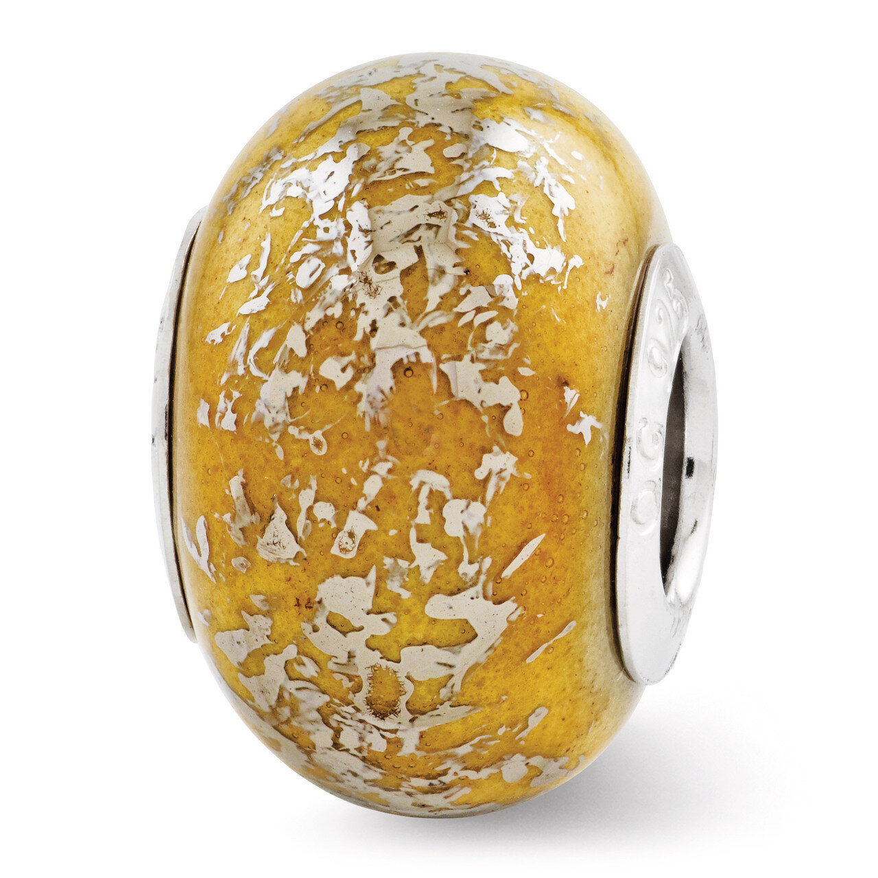 Yellow with Platinum Foil Ceramic Bead - Sterling Silver QRS2770, MPN: QRS2770, 883957566542