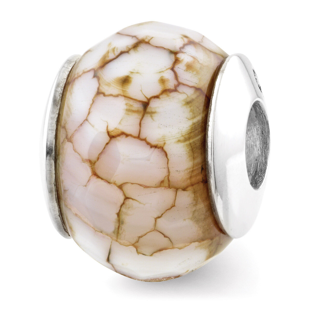 Cracked Agate with Shell Stone Bead - Sterling Silver QRS2786, MPN: QRS2786, 883957578897