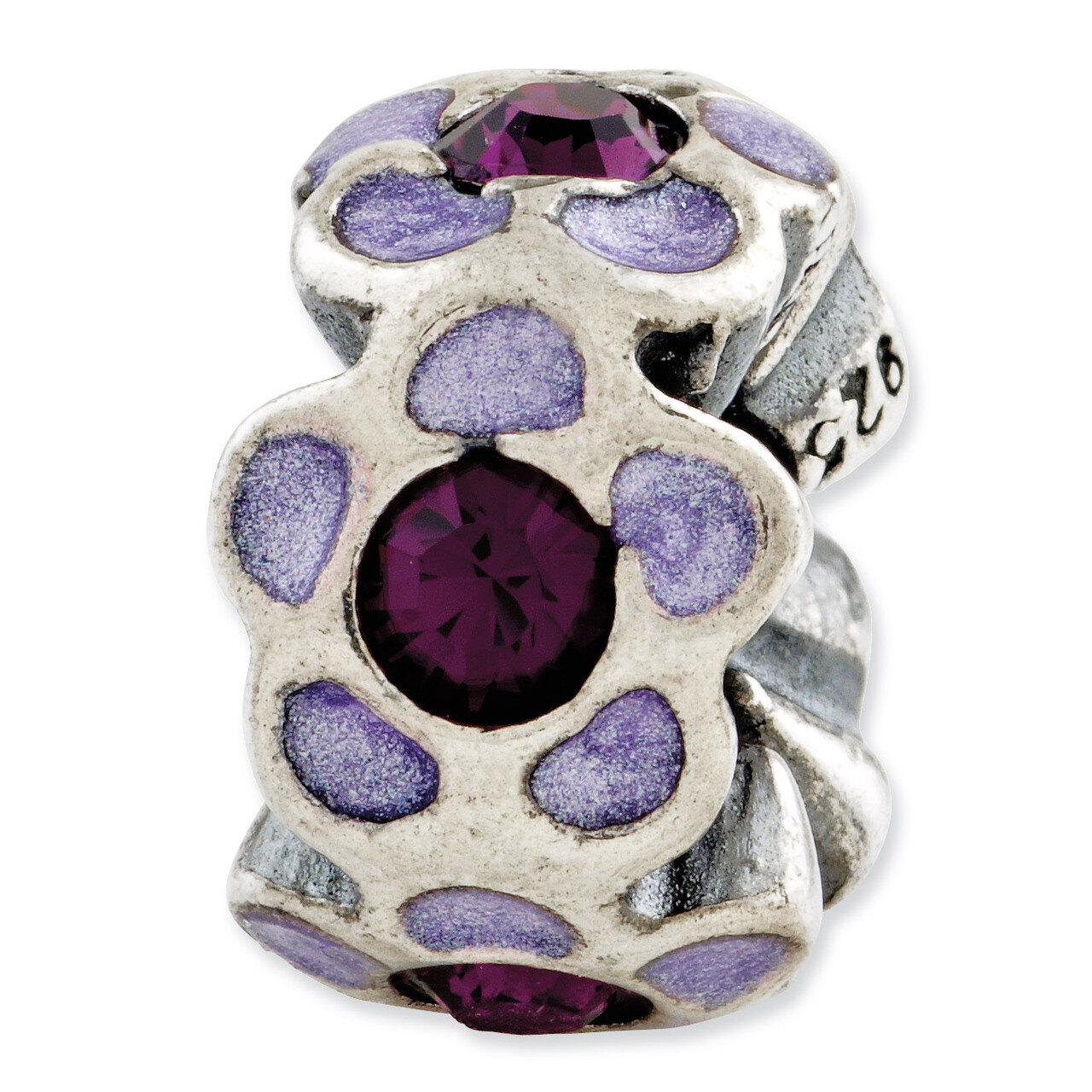 Purple Swarovski Elements Enamel Bead - Sterling Silver QRS2791, MPN: QRS2791, 883957013800