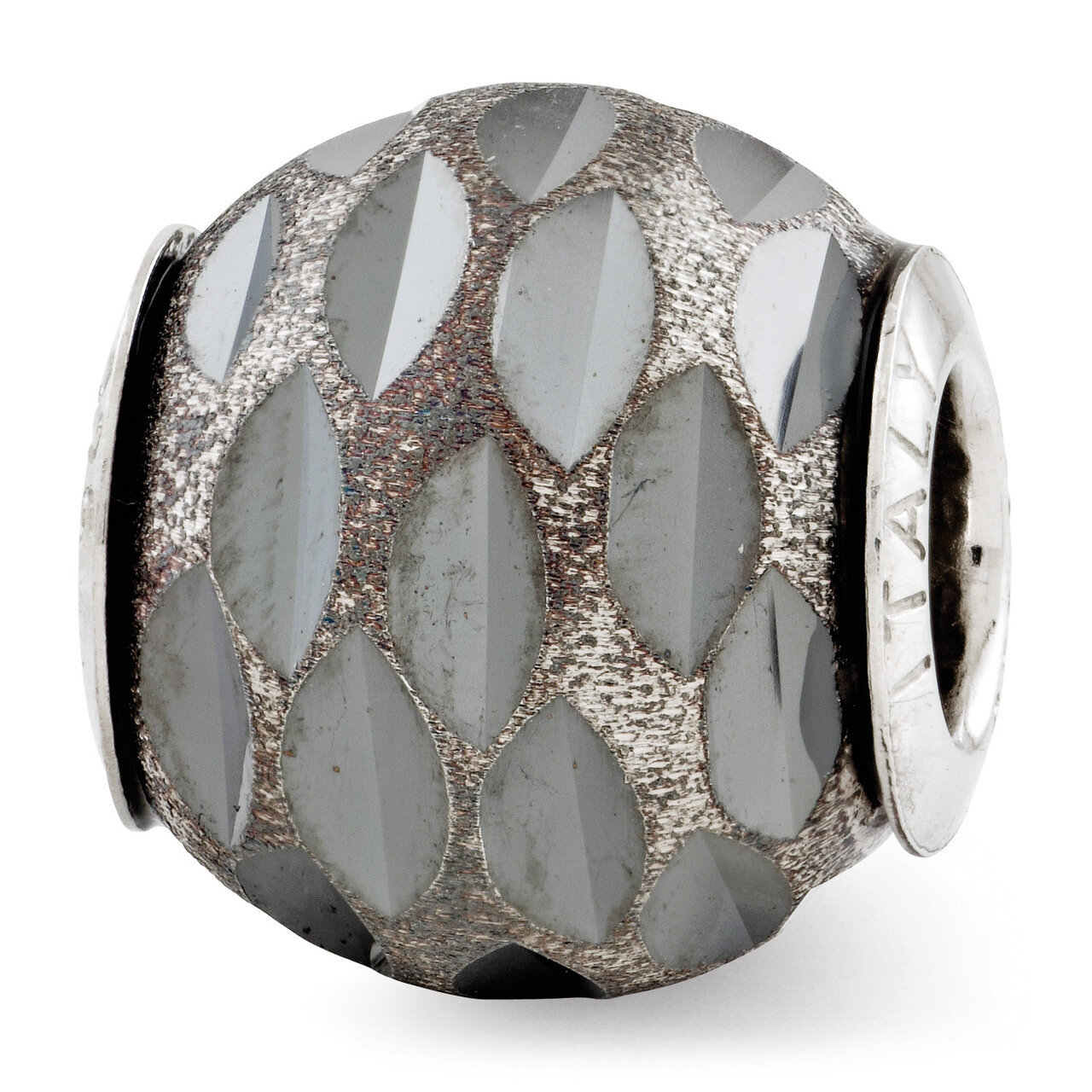 Velvet Black Diamond Cut Bead - Sterling Silver QRS2821, MPN: QRS2821, 883957579078