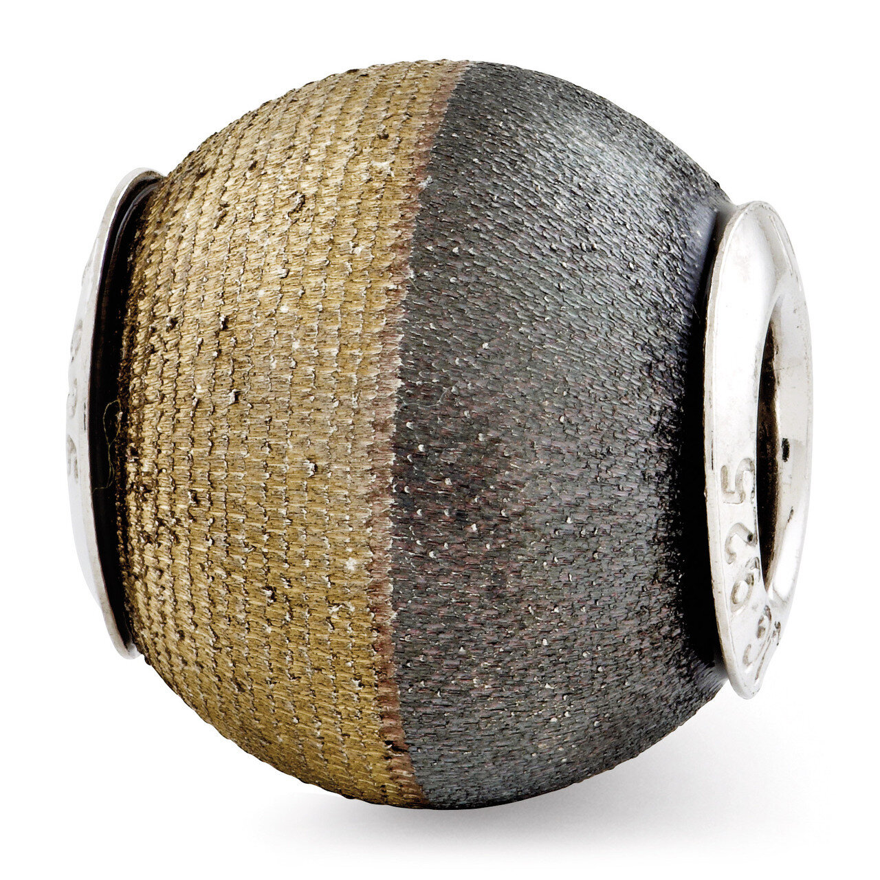 Gold-plated Laser Etched and Black Matte Bead - Sterling Silver QRS2830, MPN: QRS2830, 883957577524