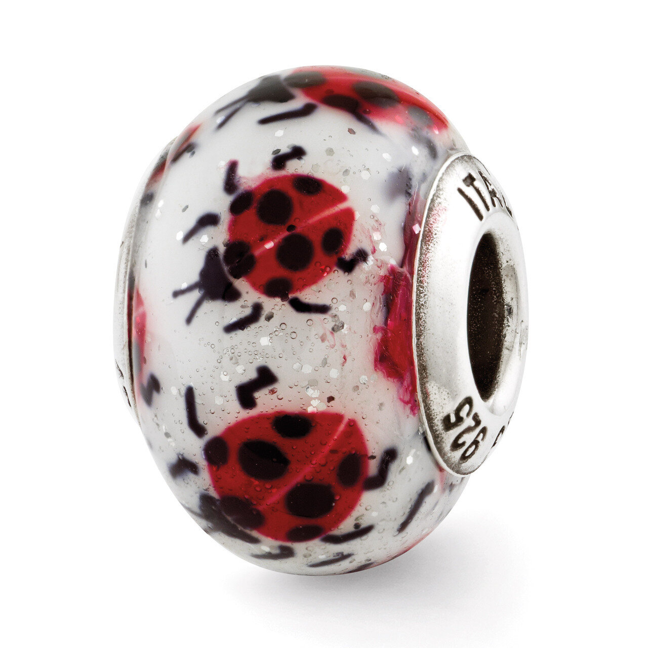 Lady Bugs Murano Bead - Sterling Silver QRS2847, MPN: QRS2847, 886774992617
