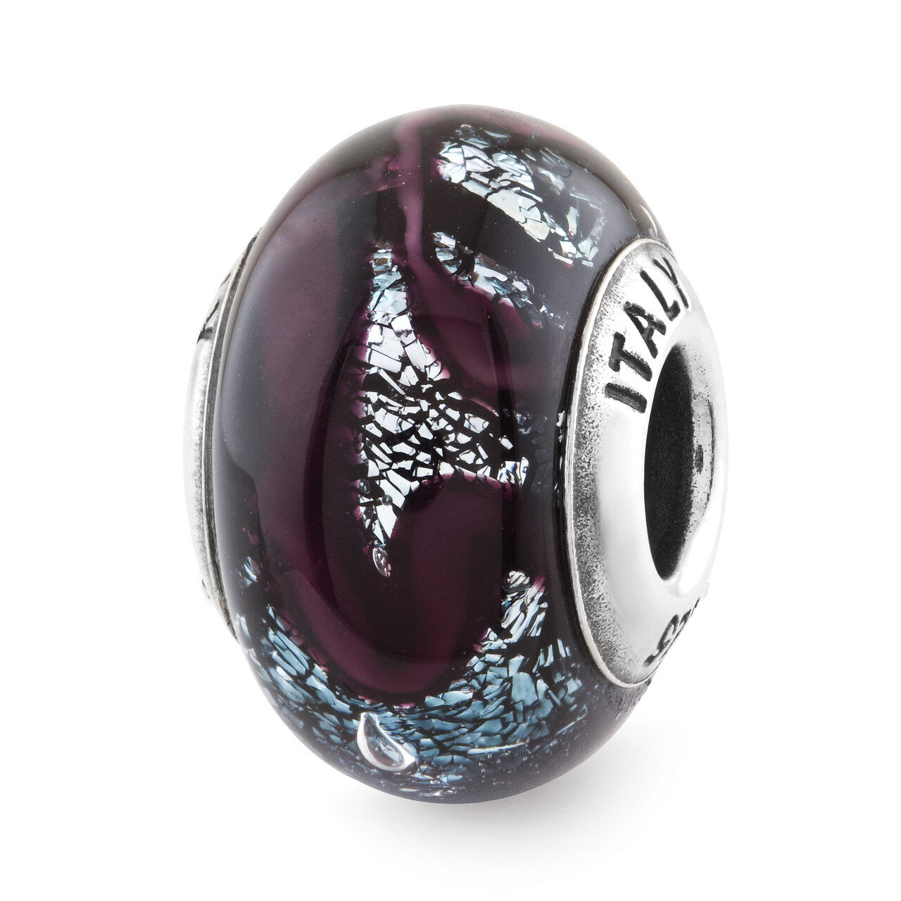 Dark Purple Glass Bead - Sterling Silver QRS2868