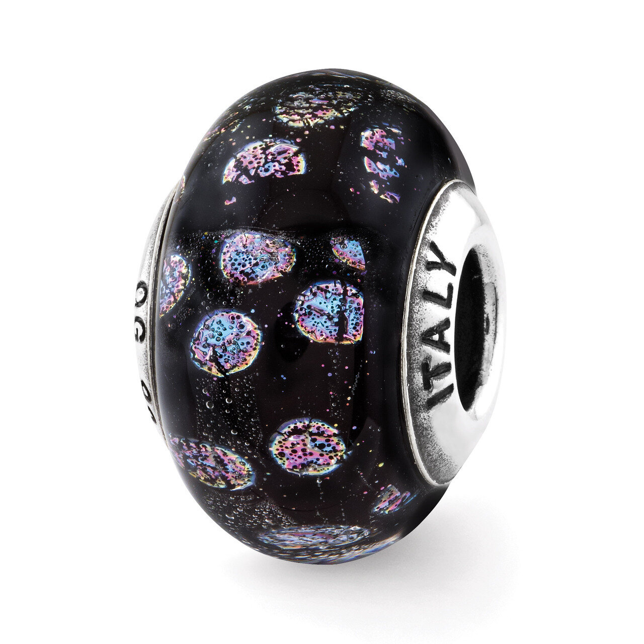 Purple Dots Glass Bead - Sterling Silver QRS2876, MPN: QRS2876, 883957534169
