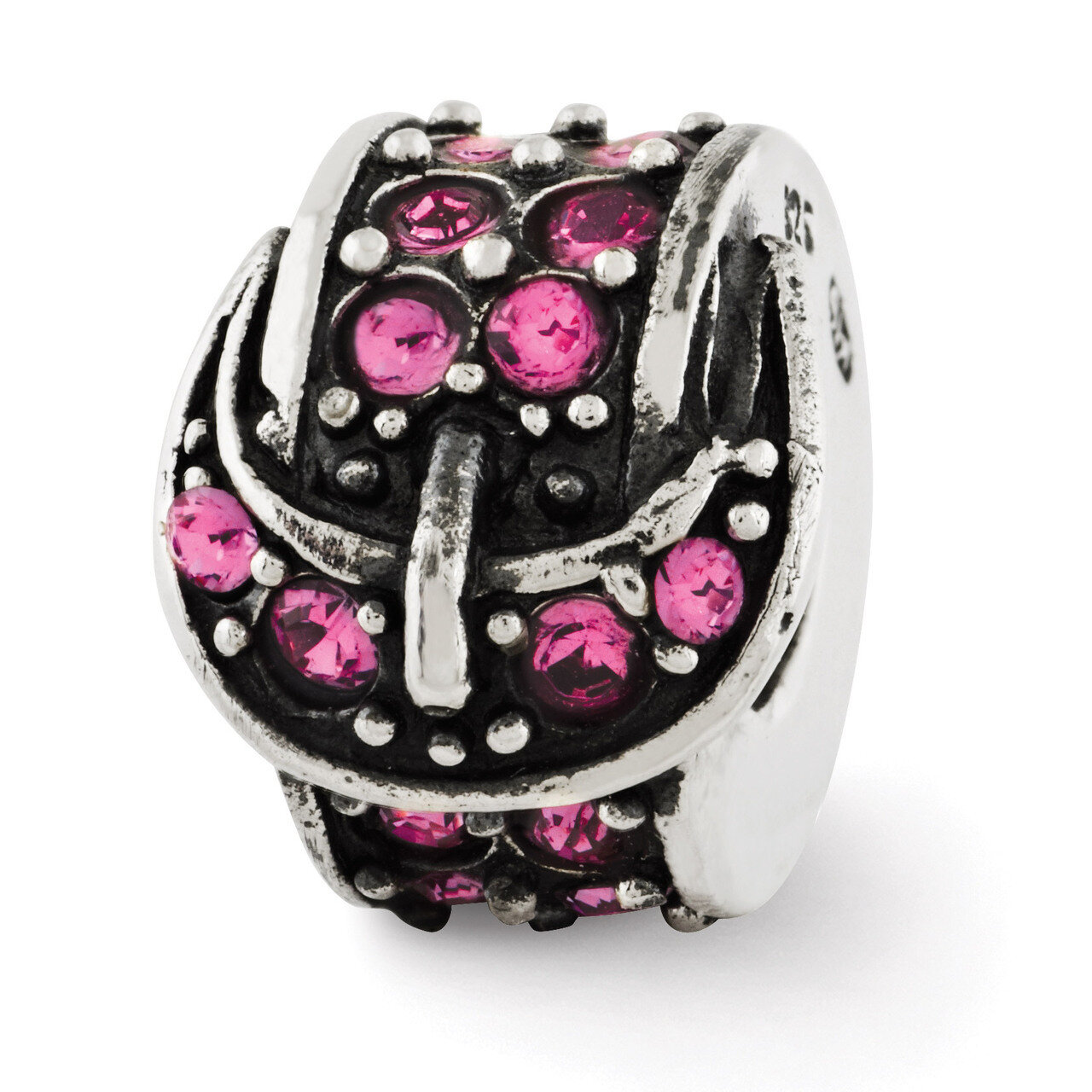 Pink Swarovski Elements Buckle Bead - Sterling Silver QRS2896, MPN: QRS2896, 883957408859