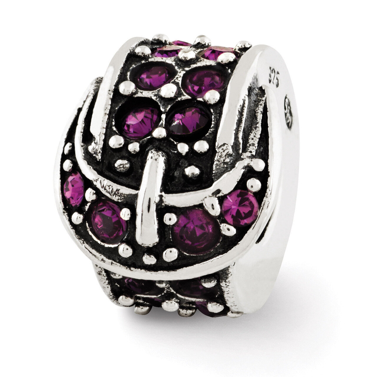 Purple Swarovski Elements Buckle Bead - Sterling Silver QRS2898, MPN: QRS2898, 883957492155