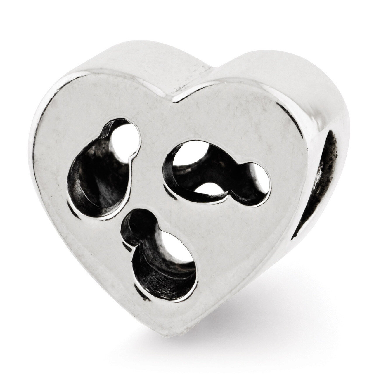 Cut-out Heart Bead - Sterling Silver QRS2922