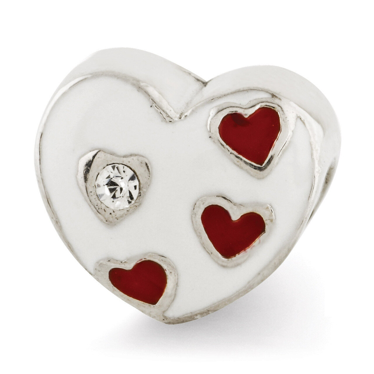 Enameled Heart with Hearts Bead - Sterling Silver QRS2935