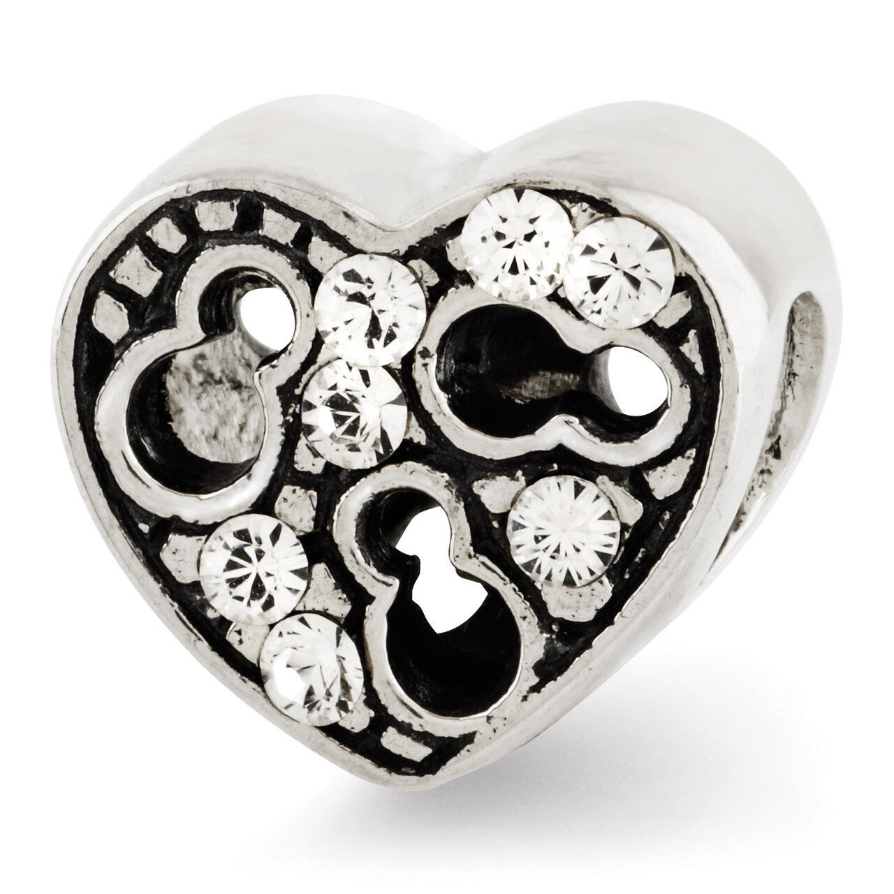 Cut-out Heart & Swarovski Elements Bead - Sterling Silver QRS2940