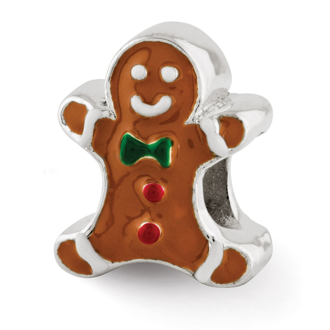 Enameled Gingerbread Man Bead - Sterling Silver QRS2955, MPN: QRS2955, 886774991610