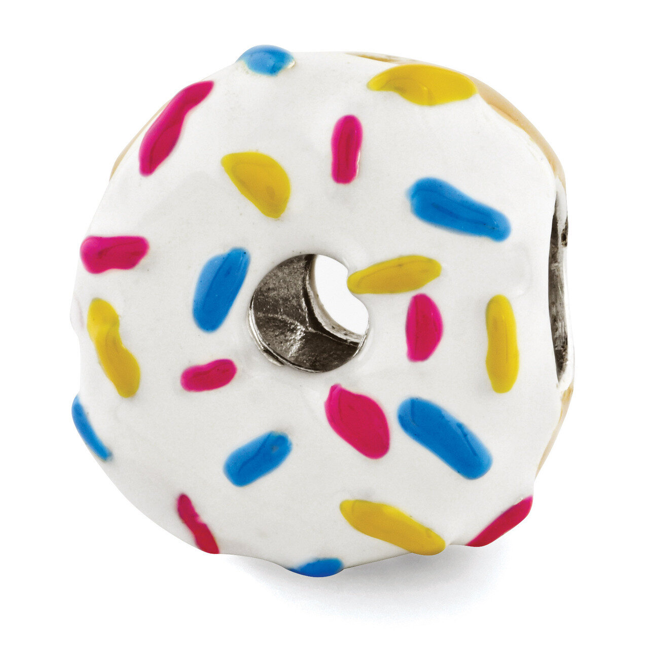 Enameled Donut with Sprinkles Bead - Sterling Silver QRS2957