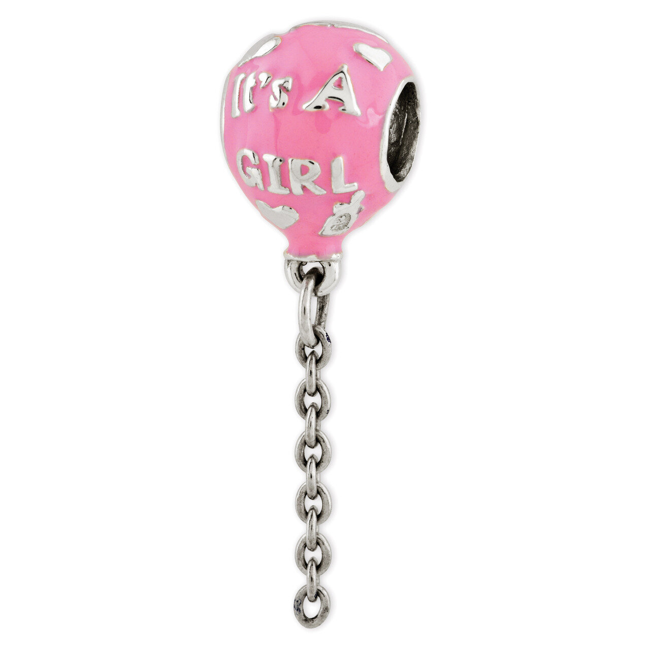 Enameled It&#39;s a Girl Balloon Bead - Sterling Silver QRS2961, MPN: QRS2961, 883957483283