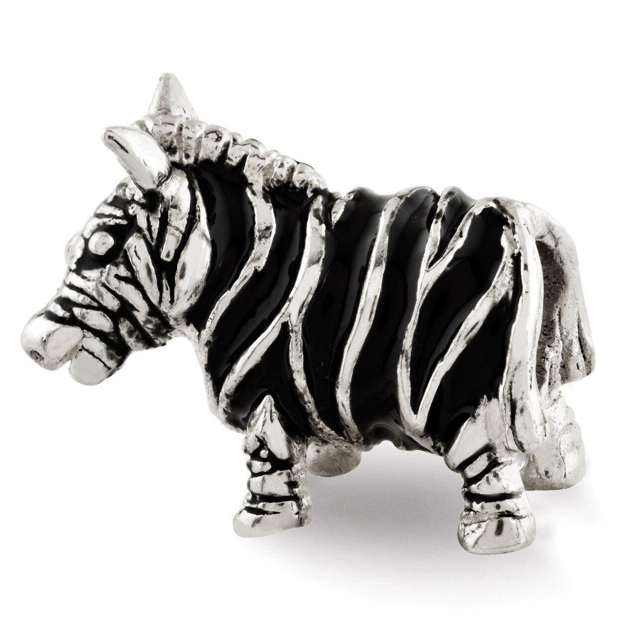 Enameled Zebra Bead - Sterling Silver QRS2967, MPN: QRS2967, 886774991900