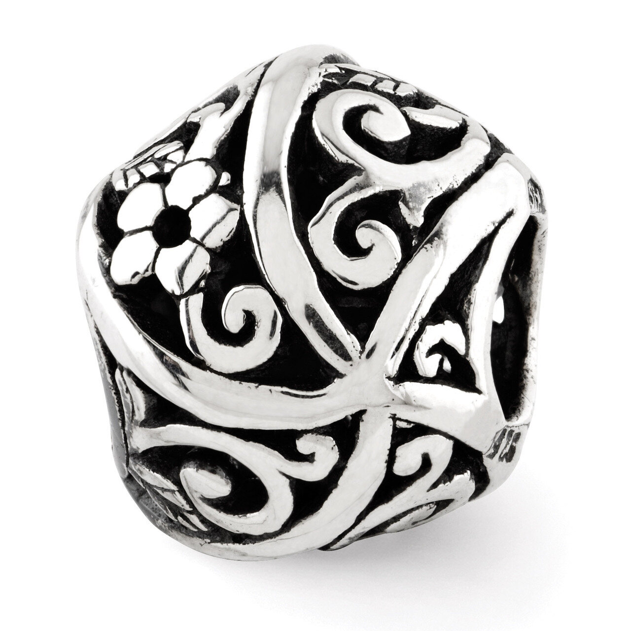 Flowers & Vines Bali Bead - Sterling Silver QRS2973