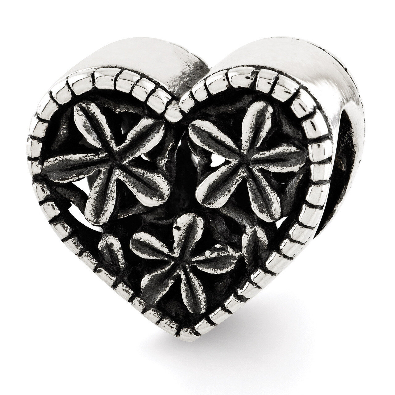 Heart with Flowers Bead - Sterling Silver QRS2975, MPN: QRS2975, 886774991405