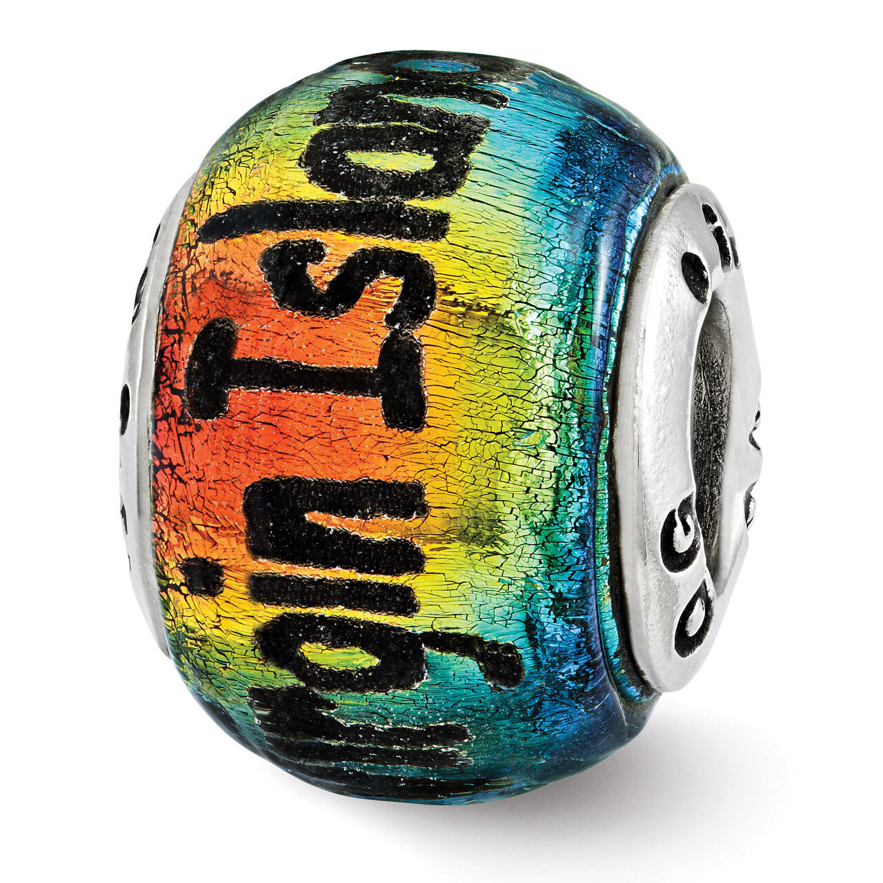 Virgin Islands Orange Dichroic Glass Bead - Sterling Silver QRS3113, MPN: QRS3113, 886774967868