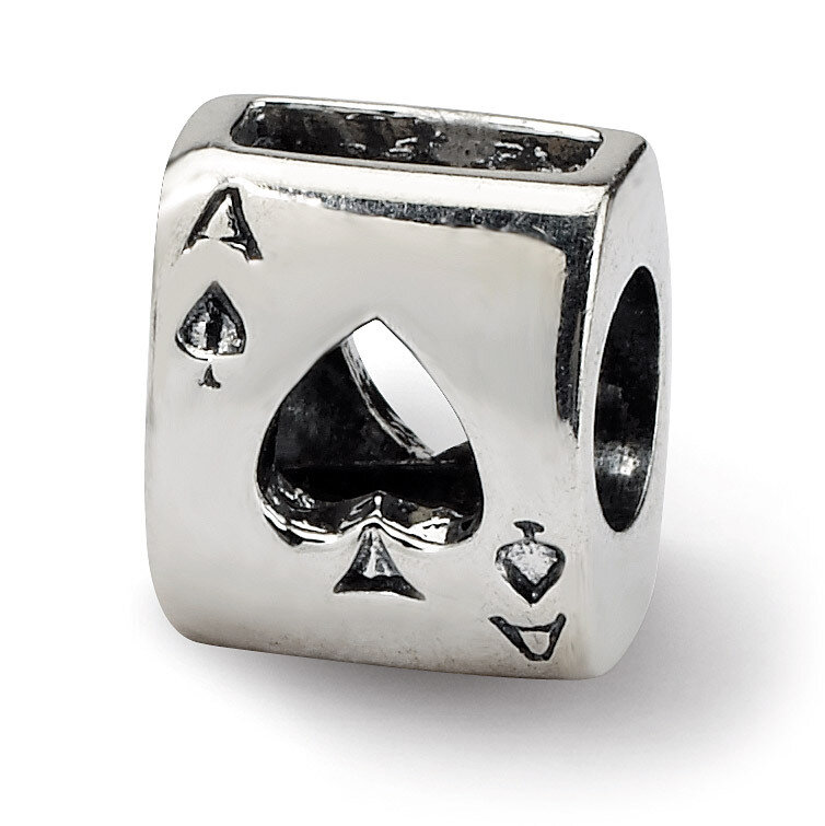Ace Card Bead - Sterling Silver QRS314
