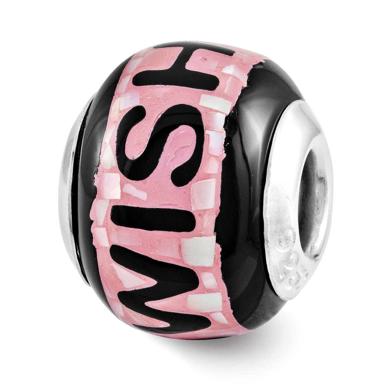 Pink Black MOP Wish Mosaic Bead - Sterling Silver QRS3199, MPN: QRS3199, 191101193507