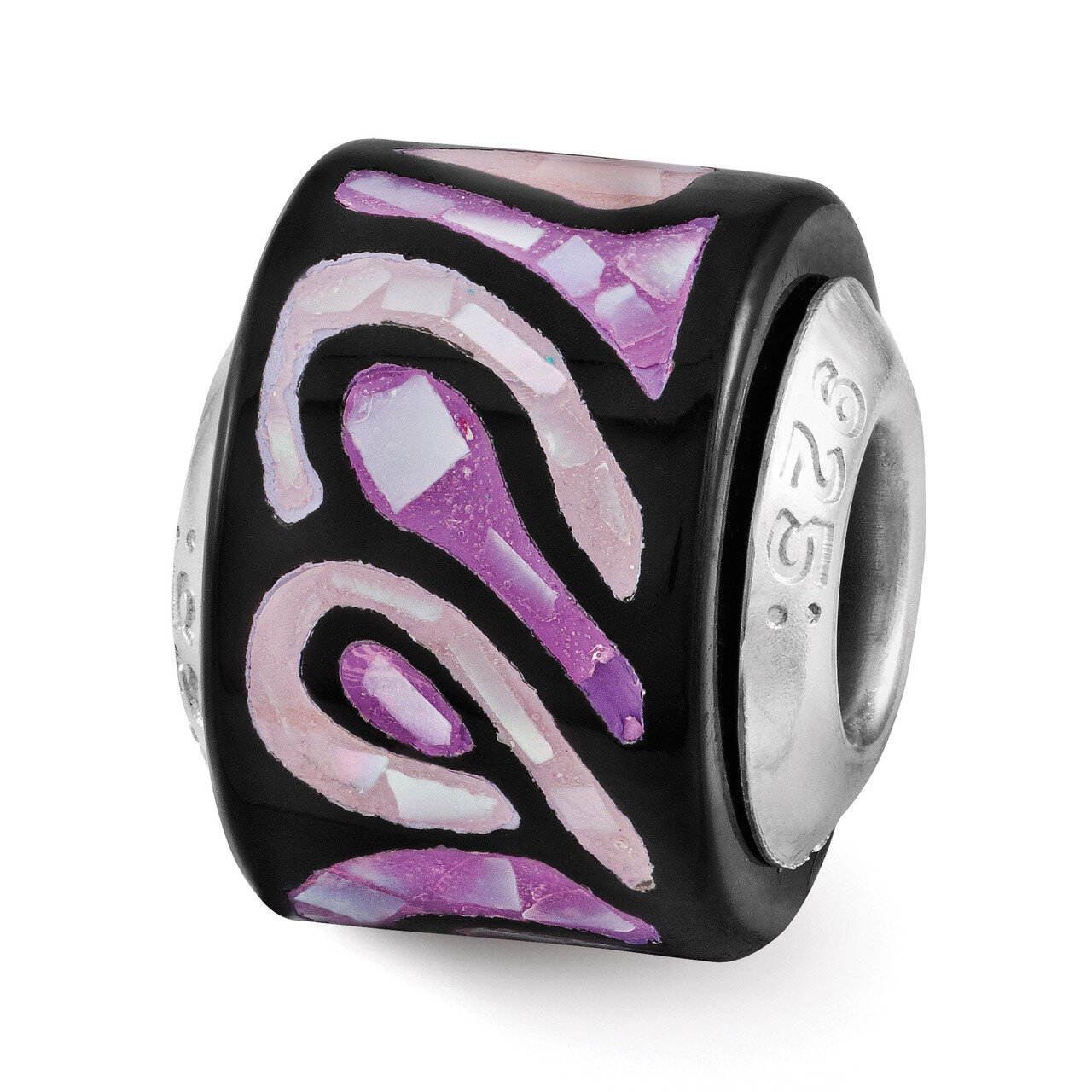 Light Dark Purple MOP Mosaic Bead - Sterling Silver QRS3204, MPN: QRS3204, 191101194108