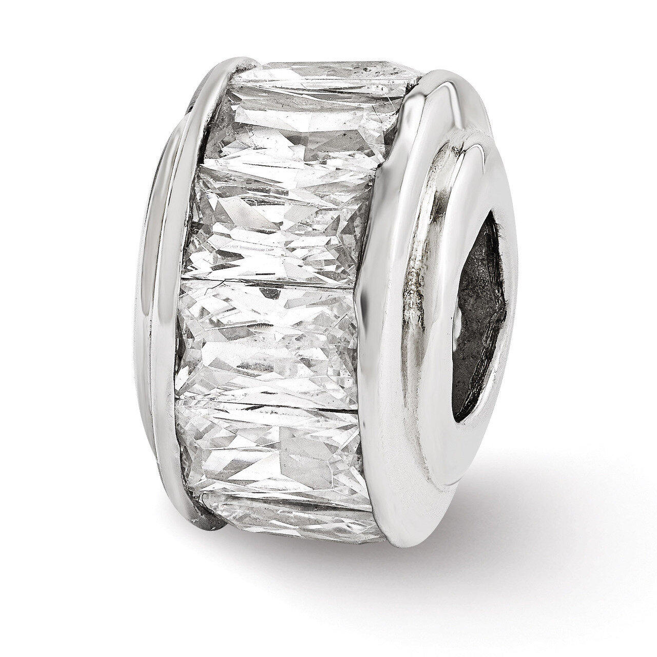 Clear Synthetic Diamond Bead - Sterling Silver QRS3317, MPN: QRS3317, 886774578668
