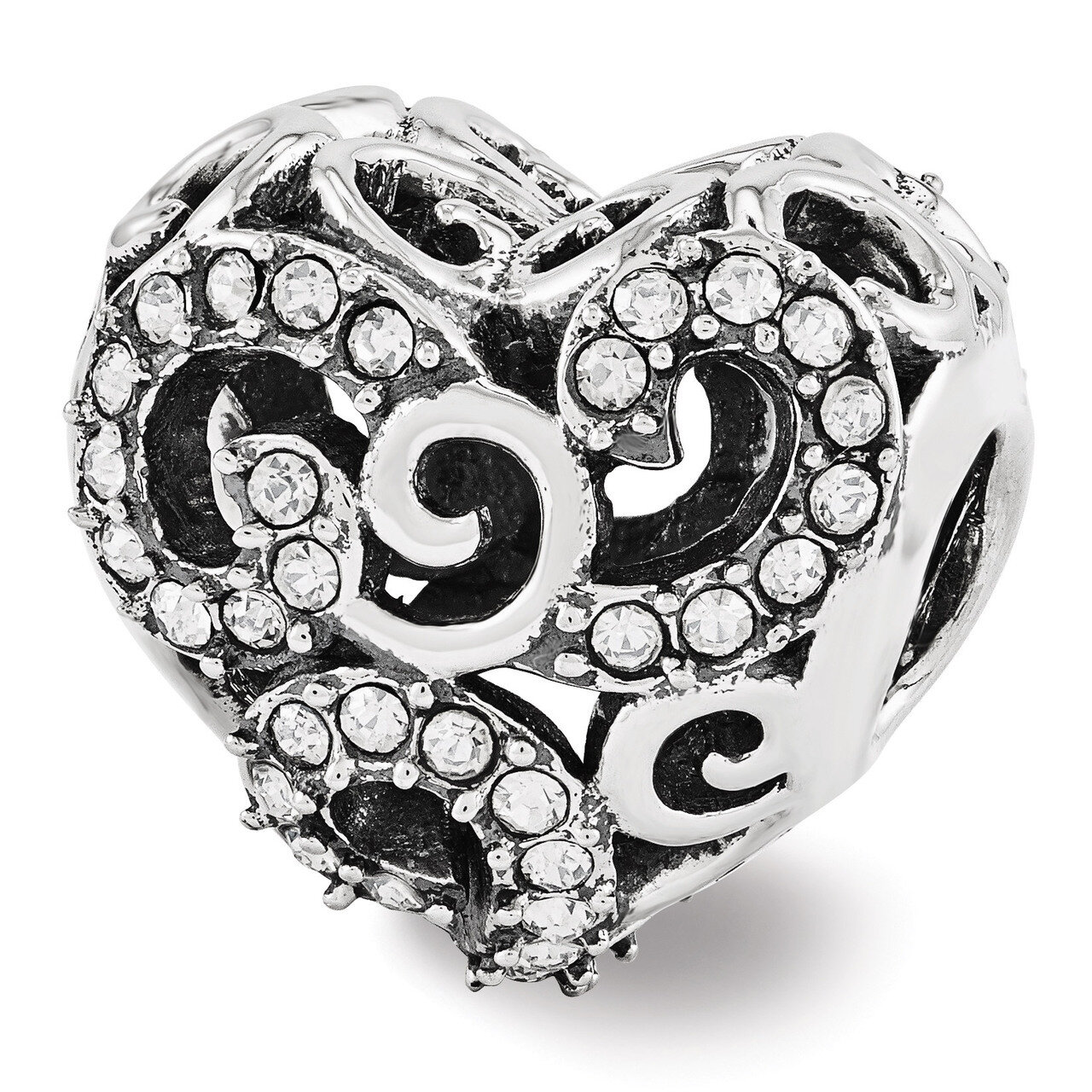 Swarovski Elements Filigree Heart Bead - Sterling Silver QRS3369, MPN: QRS3369, 886774963846