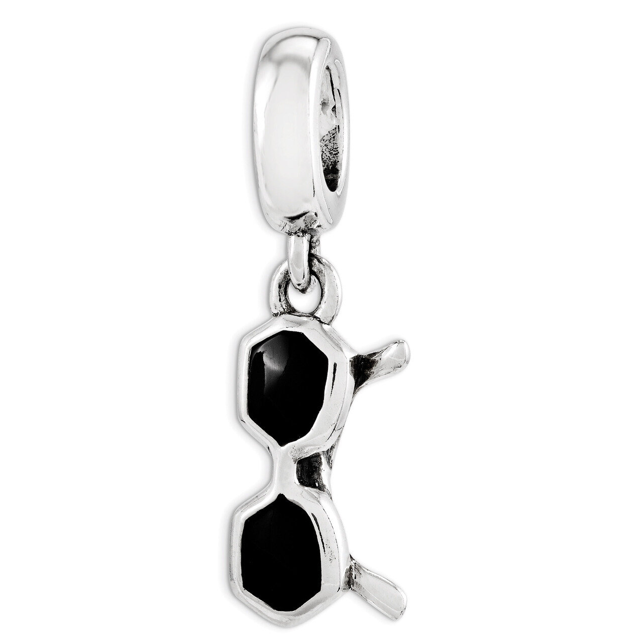 Black Enamel Sunglasses Dangle Bead - Sterling Silver QRS3373, MPN: QRS3373, 886774964997