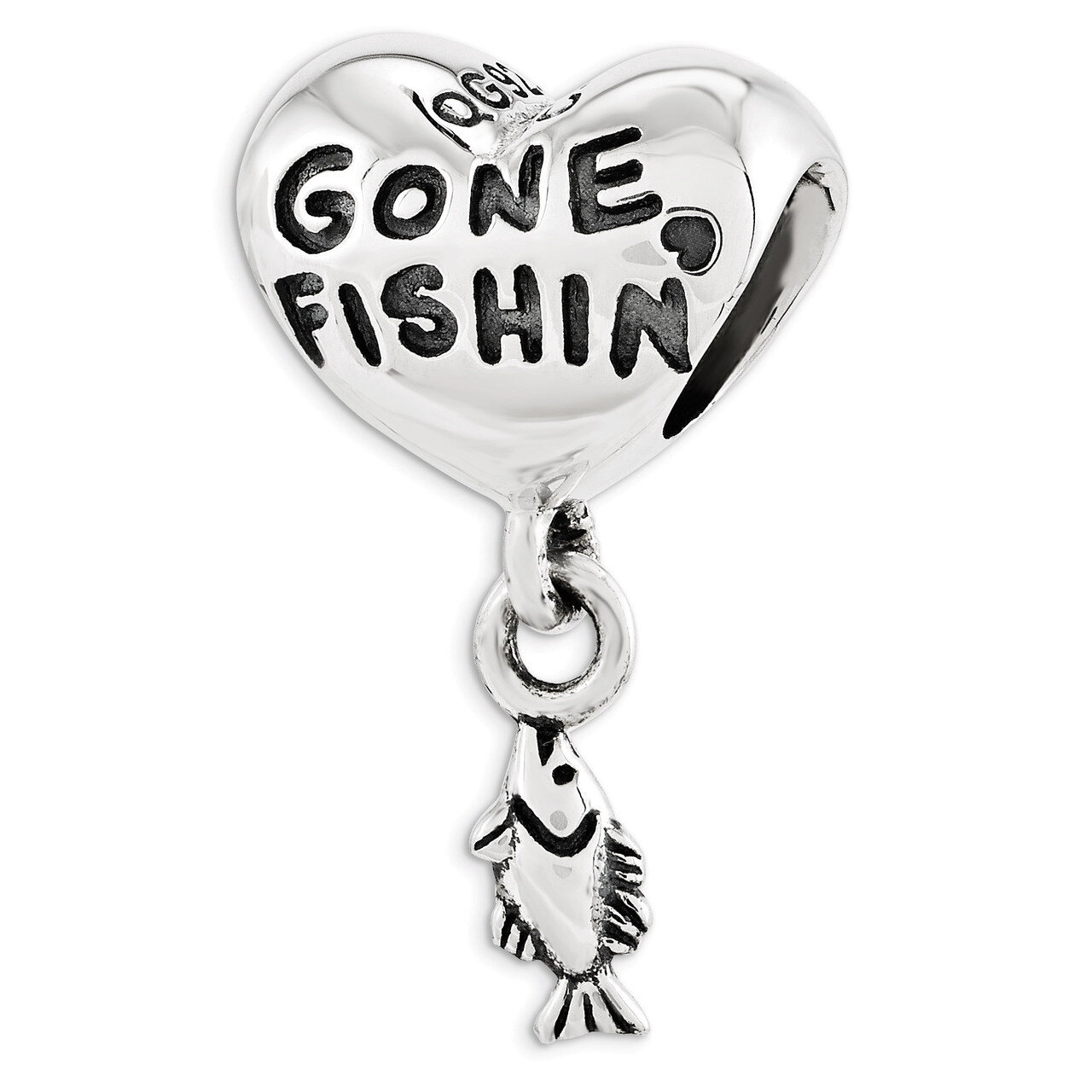 Gone Fishin Dangle Bead - Sterling Silver QRS3396