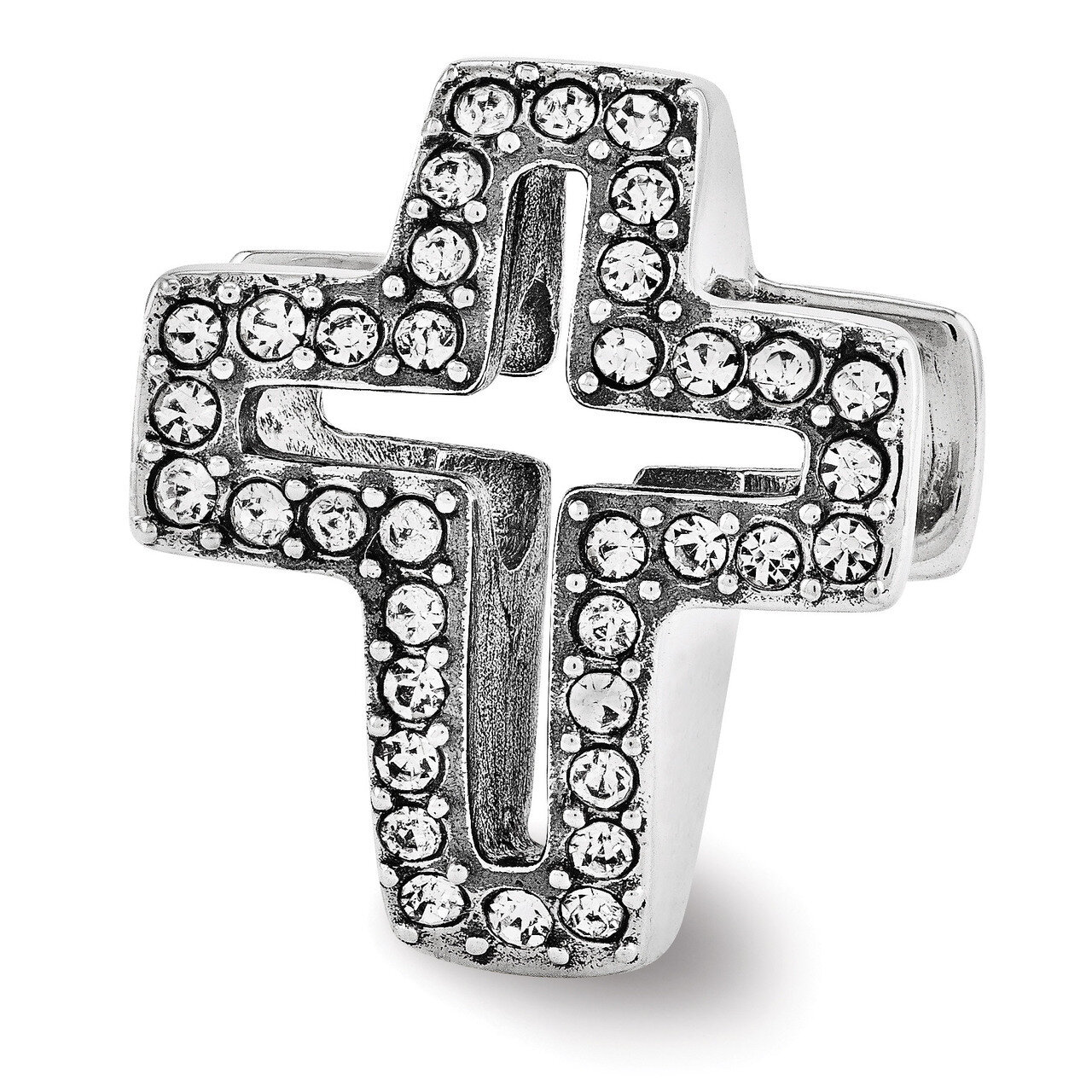 Swarovski Pave Open Cross Bead - Sterling Silver QRS3417